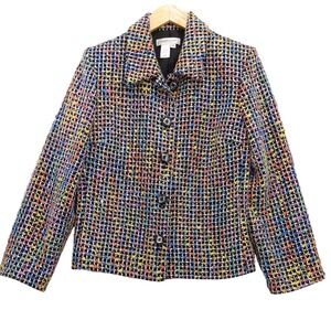 Coldwater Creek Tweed Blazer‎ Jacket Multicolor Petite Size P8